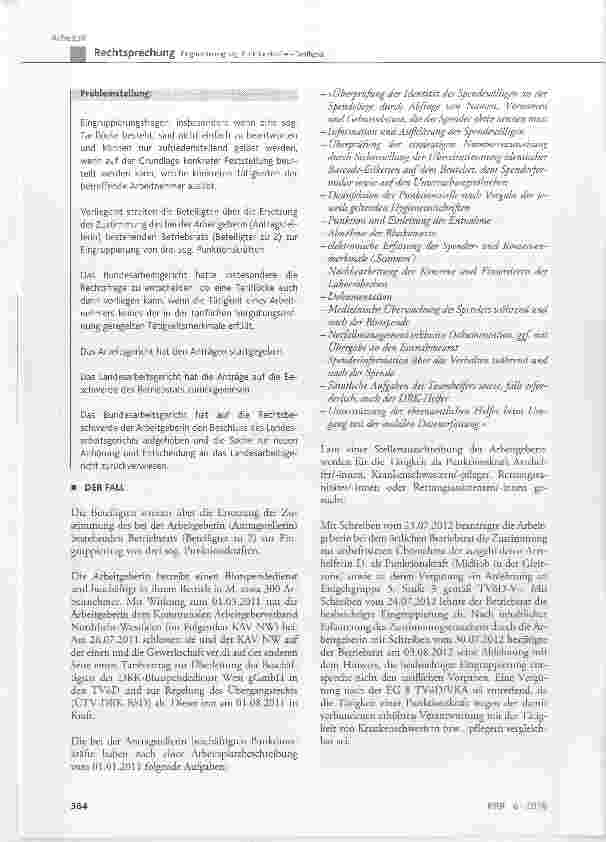 Vorschauseite 2: Eingruppierung sog. Punktionskräfte Tariflücke