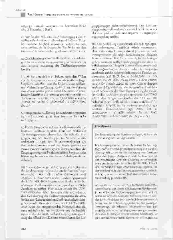 Vorschauseite 6: Eingruppierung sog. Punktionskräfte Tariflücke