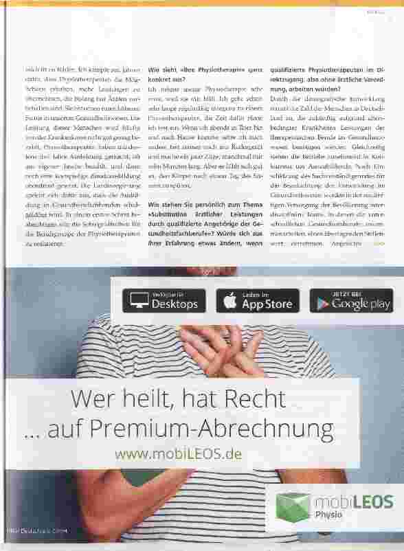 Vorschauseite 2: Frau Ministerpräsidentin, wie stehen Sie zur Physiotherapie?