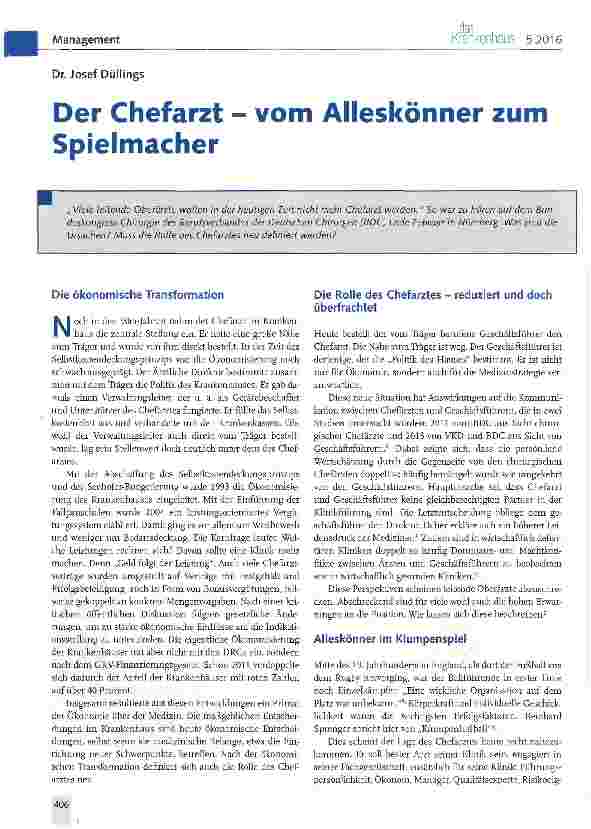 Vorschauseite 1: Der Chefarzt - vom Spielmacher