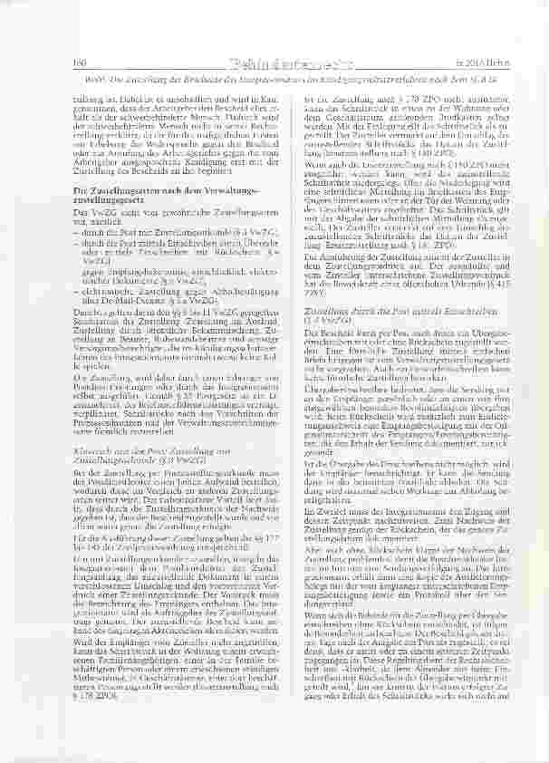 Vorschauseite 2: Die Zustellung der Bescheide des Integrationsamts im Kündigungsschutzverfahren nach dem SGB IX