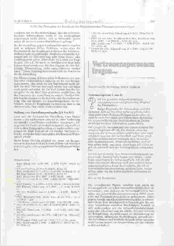 Vorschauseite 5: Die Zustellung der Bescheide des Integrationsamts im Kündigungsschutzverfahren nach dem SGB IX