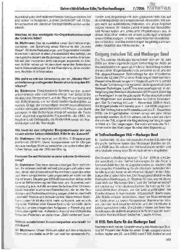 Vorschauseite 4: Das Universitätsklinikum Köln auf dem Weg in die Zukunft