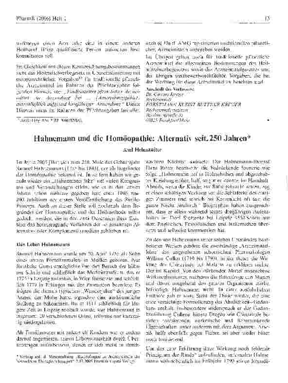Vorschauseite 1: Hahnemann und die Homöopathie: Alternativ seit 250 Jahren