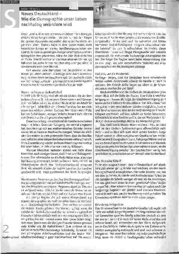 Vorschauseite 1: Neues Deutschland - Wie die Demographie unser Lebennachhaltig verändern wird