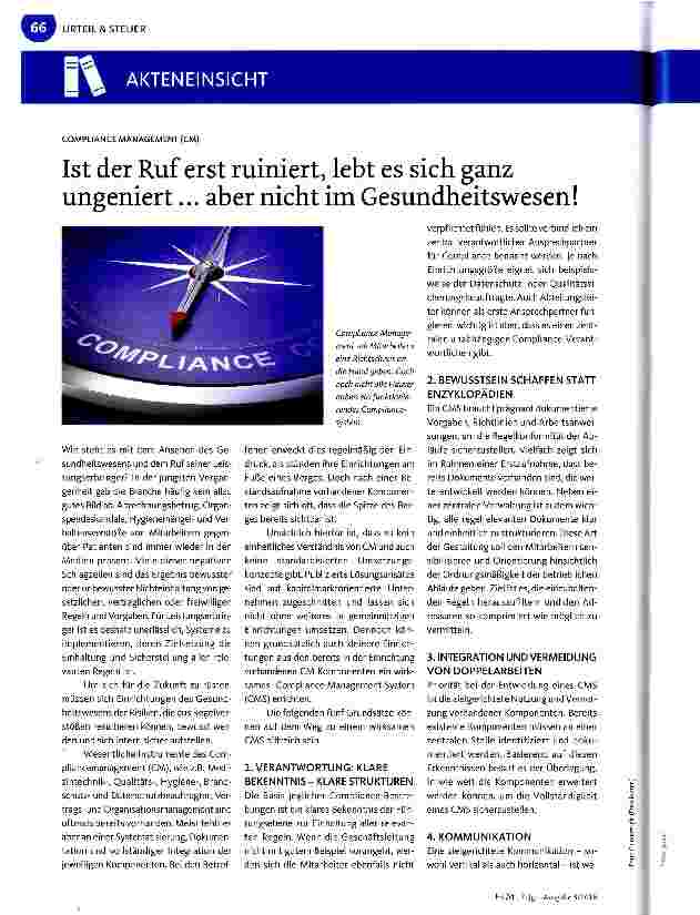 Vorschauseite 1: Ist der Ruf erst ruiniert, lebt es sich ganz ungeniert. .. aber nicht im Gesundheitswesen!