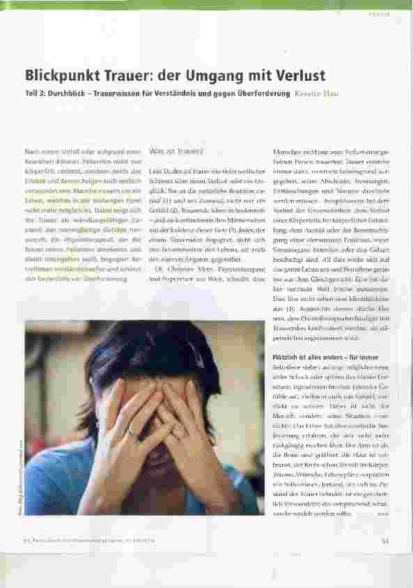Vorschauseite 1: Blickpunkt Trauer: der Umgang mit Verlust Teil 3: Durchblick Trauerwissen für Verständnis und gegen Überforderung