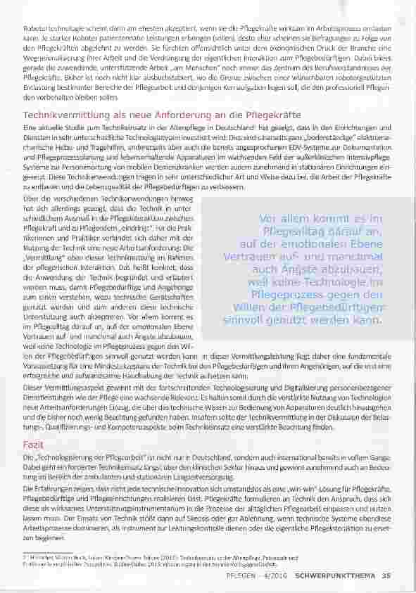 Vorschauseite 3: TECHNIKEINSATZ IN DER PFLEGE SCHÖNE NEUE ARBEITSWELT?
