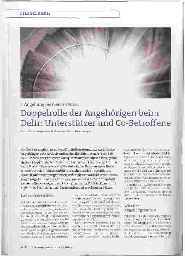Vorschauseite 1: Doppelrolle der Angehörigen beim Delir: Unterstützer und Co-Betroffene