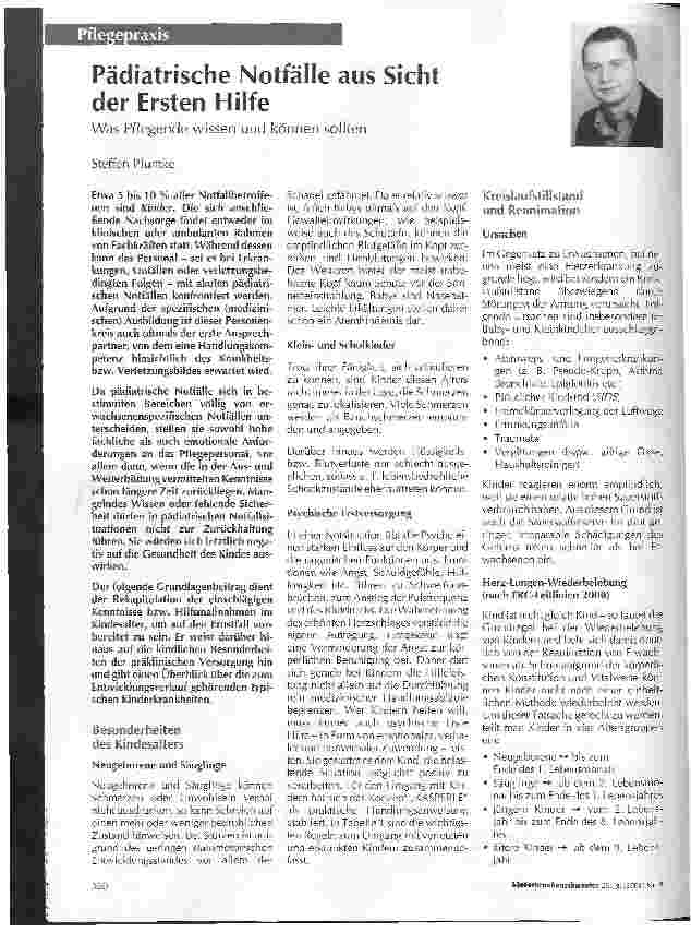 Vorschauseite 1: Pädiatrische Notfälle aus Sicht der Ersten Hilfe