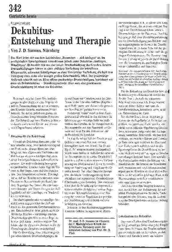 Vorschauseite 1: Folgeerkrankung: Dekubitus - Entstehung und Therapie