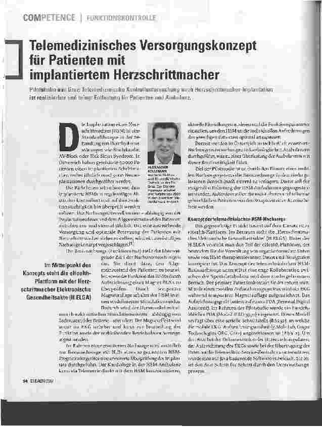 Vorschauseite 1: Telemedizinisches Versorgungskonzeptfür Patienten mit implantiertem Herzschrittmacher