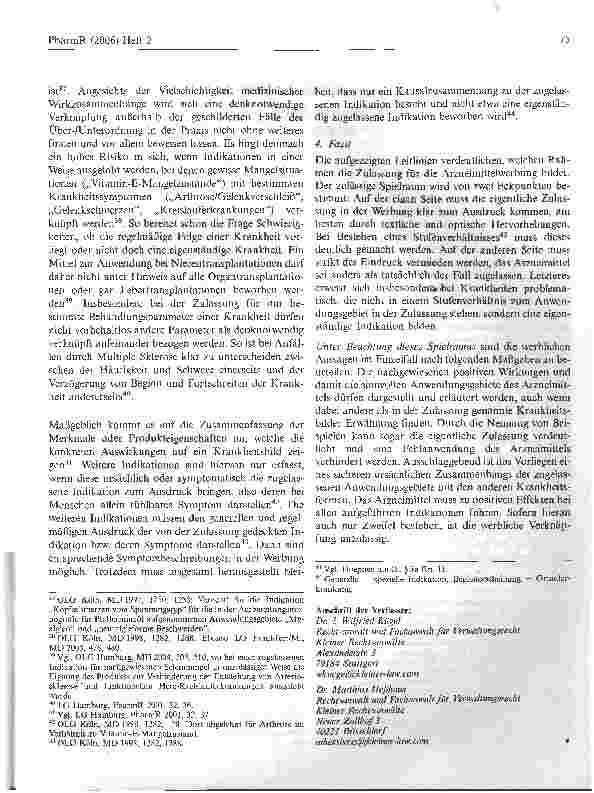 Vorschauseite 6: Die Reichweite des Werbeverbots nach § 3a Satz 2 HWGMöglichkeiten und Grenzen der Indikationsund Symptomlyrik