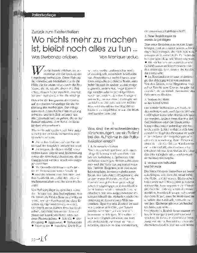 Vorschauseite 1: Wo nichts mehr zu machen ist, bleibt noch alles zu tun... Zurück zum Existentiellen: Was Sterbende erleben