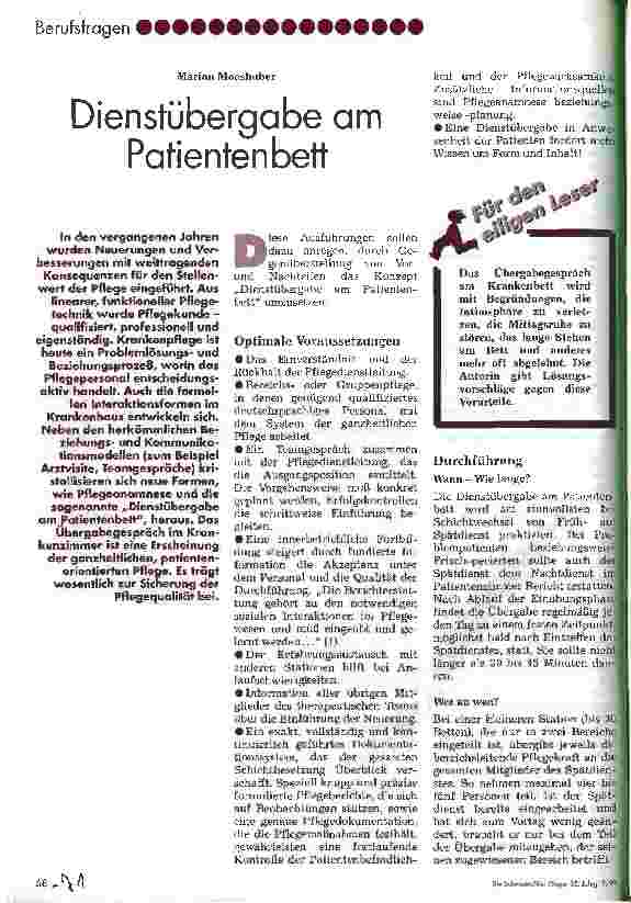 Vorschauseite 1: Dienstübergabe am Patientenbett