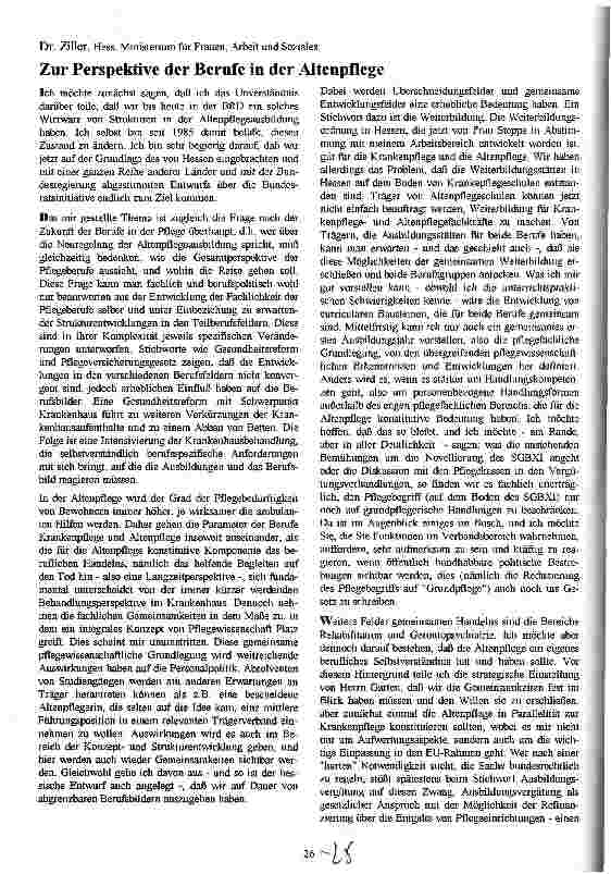 Vorschauseite 1: Zur Perspektive der Berufe in der Altenpflege