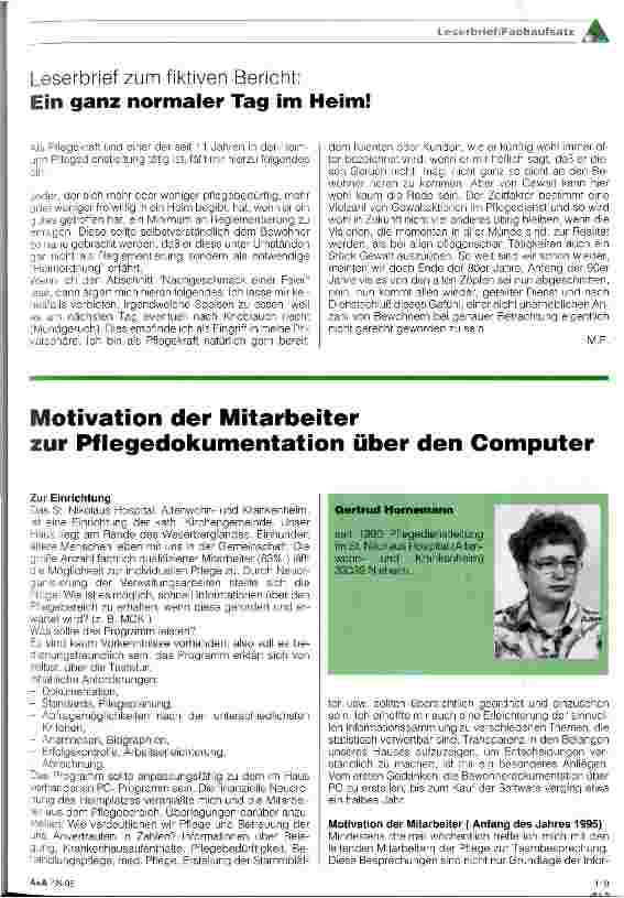 Vorschauseite 1: Motivation der Mitarbeiter zur Pflegedokumentation über den Computer
