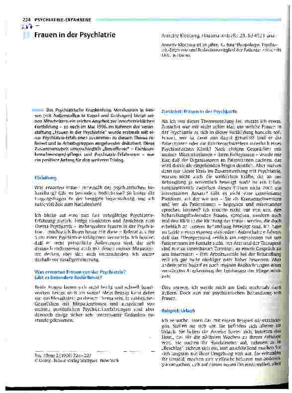 Vorschauseite 1: Frauen in der Psychiatrie