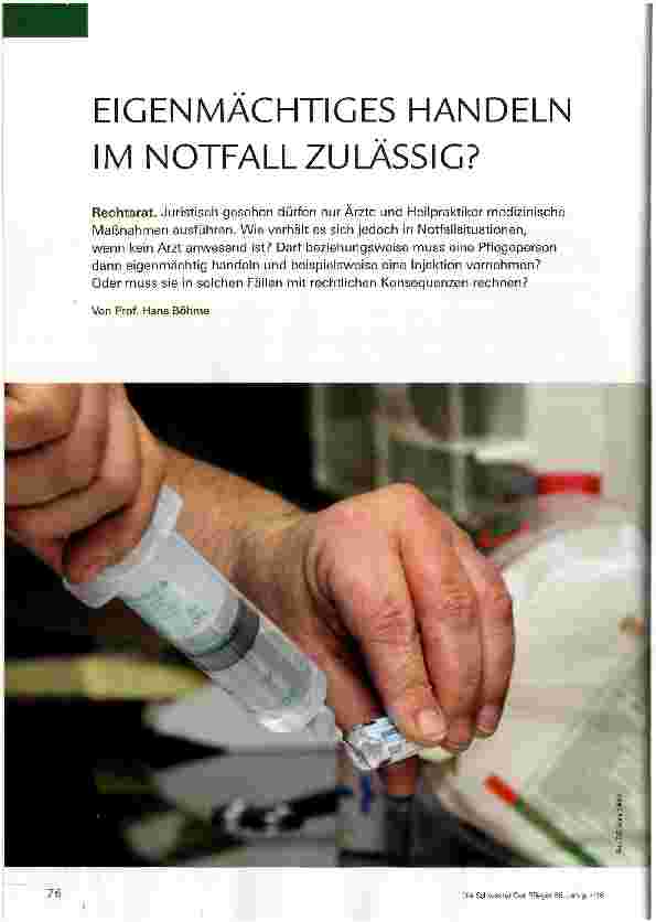 Vorschauseite 1: EIGENMÄCHTIGES HANDELN IM NOTFALL ZULÄSSIG?
