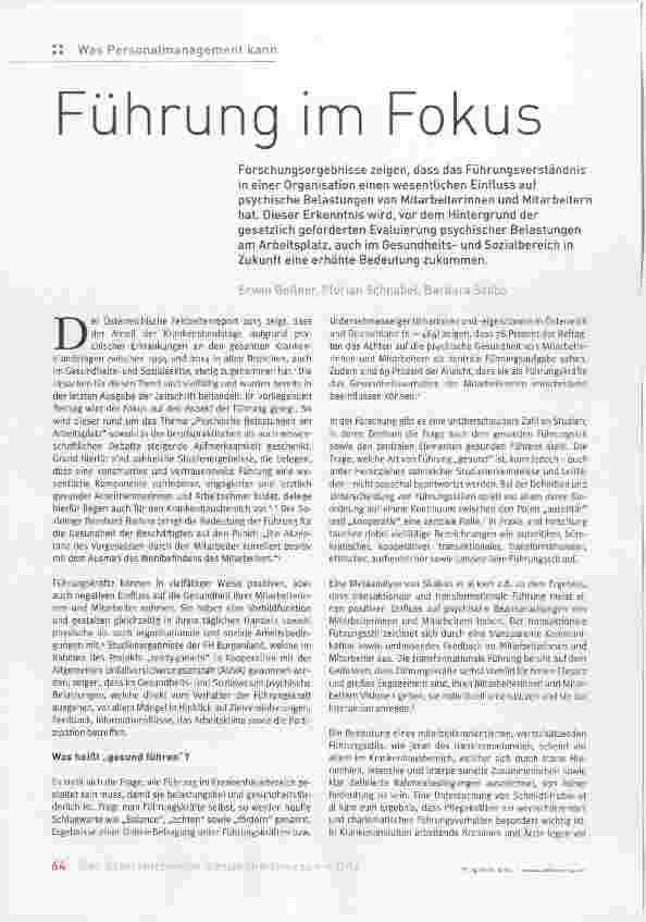 Vorschauseite 1: Führung im Fokus