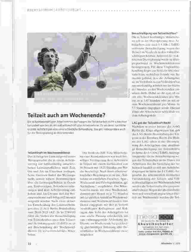 Vorschauseite 1: Teilzeit auch am Wochenende?