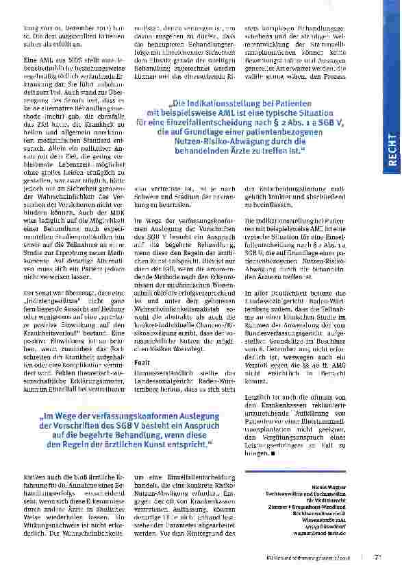 Vorschauseite 2: Indikationsprüfung bei Stammzelltransplantationen