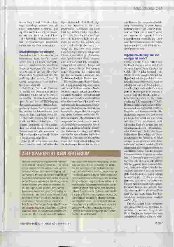 Vorschauseite 2: Neue Varianten der Bestrahlung nach hrusterhaltender Operation