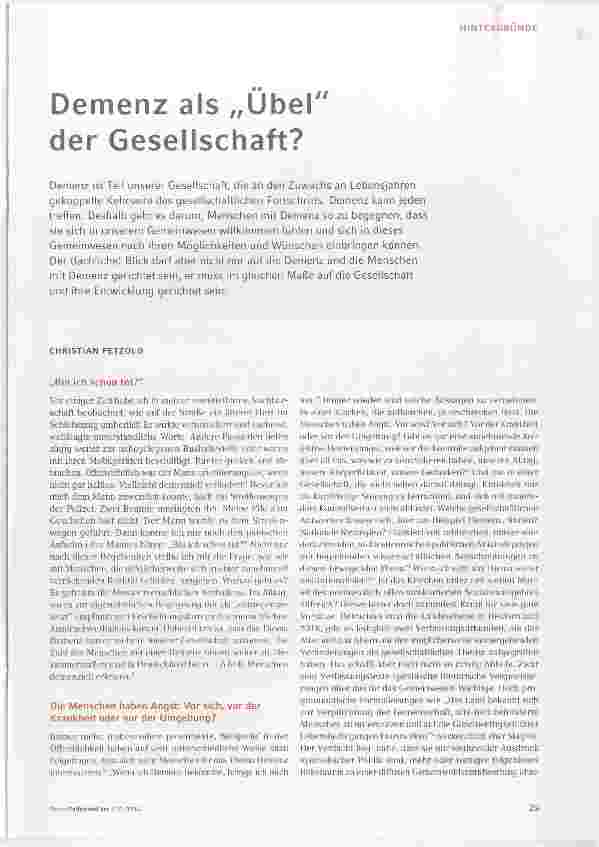 Vorschauseite 2: Demenz als „Übel der Gesellschaft?