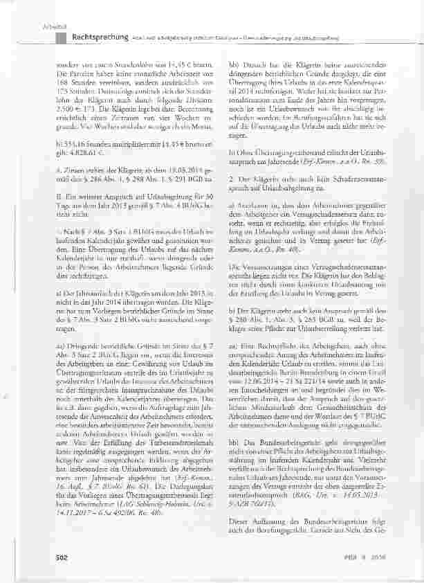Vorschauseite 6: Arbeit nach arbeitgeberseitig erstelltem Dienstplan Überstundenvergütung und Urlaubsabgeltung