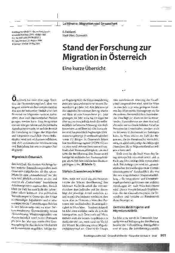 Vorschauseite 1: Mindestindikatorensatz zur Erfassung des Migrationsstatus
