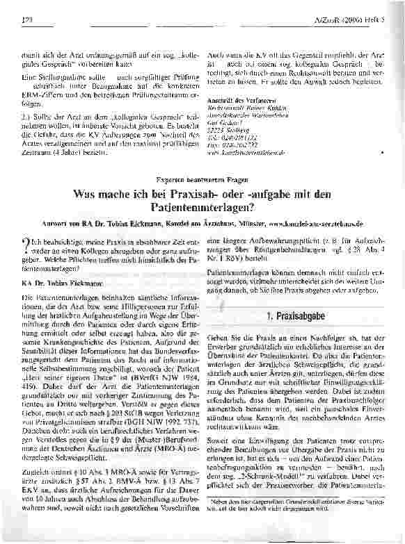 Vorschauseite 1: Was mache ich bei Praxisaboder -aufgabe mit denPatientenunterlagen?