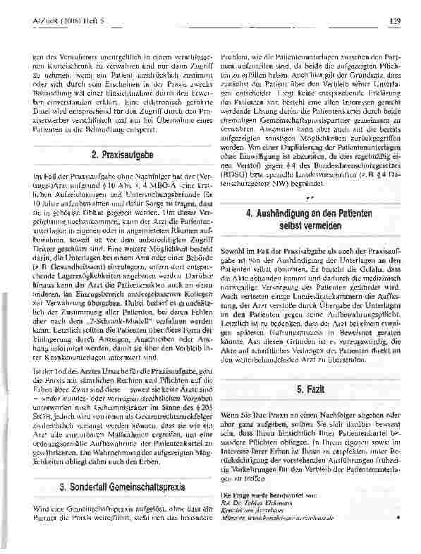Vorschauseite 2: Was mache ich bei Praxisaboder -aufgabe mit denPatientenunterlagen?