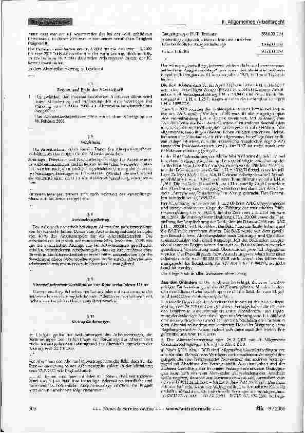 Vorschauseite 2: Anrechnung von Tariferhöhungen auf Zulagen -AGB-Kontrollegehende Tätigkeit