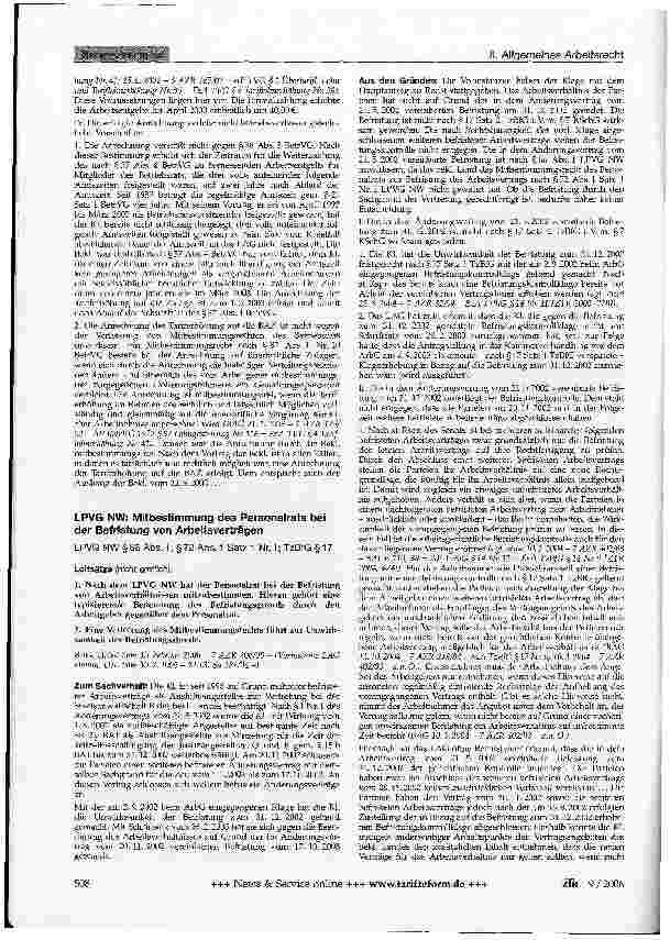 Vorschauseite 4: Anrechnung von Tariferhöhungen auf Zulagen -AGB-Kontrollegehende Tätigkeit