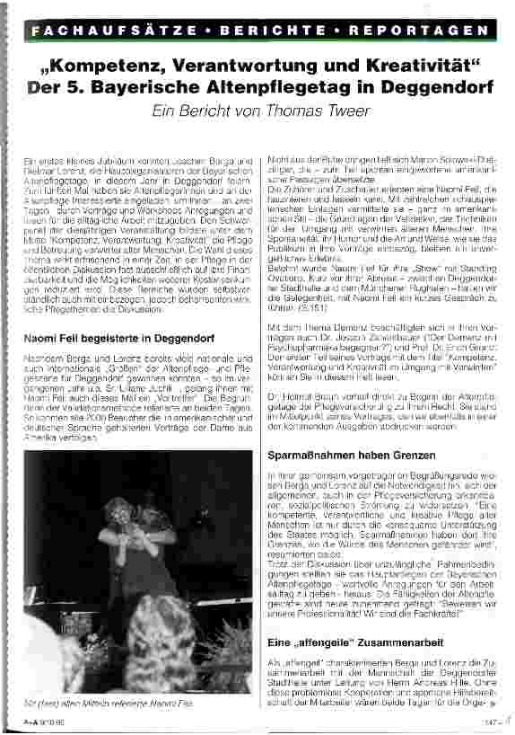 Vorschauseite 1: Kompetenz, Verantwortung und Kreativität Der 5. Bayrische Altenpflegetag in Deggendorf