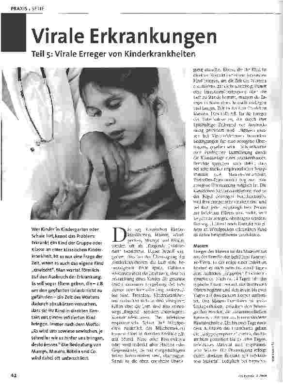 Vorschauseite 1: Virale ErkrankungenTeil 5: Virale Erreger von Kinderkrankheiten