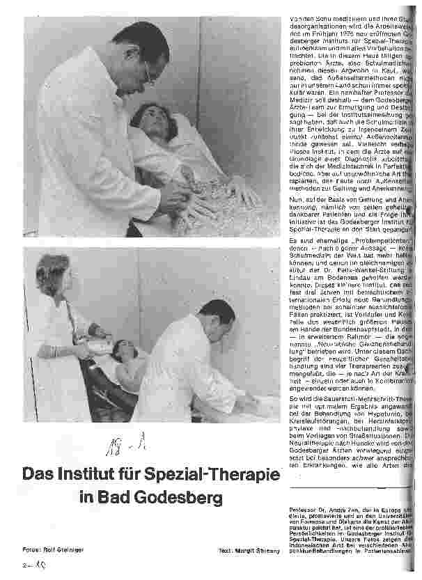 Vorschauseite 1: Das Institut für Spezial-Therapie in Bad Godesberg
