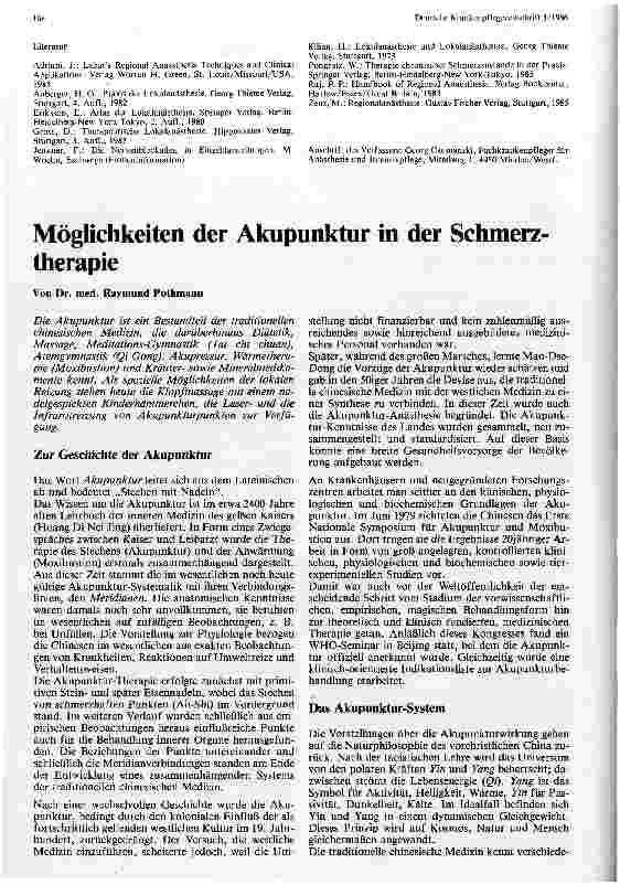 Vorschauseite 1: Möglichkeiten der Akupunktur in der Schmerztherapie