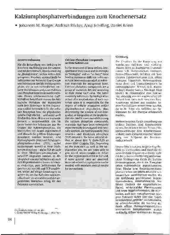 Vorschauseite 1: Kalziumphosphatverbindungen zum Knochenersatz