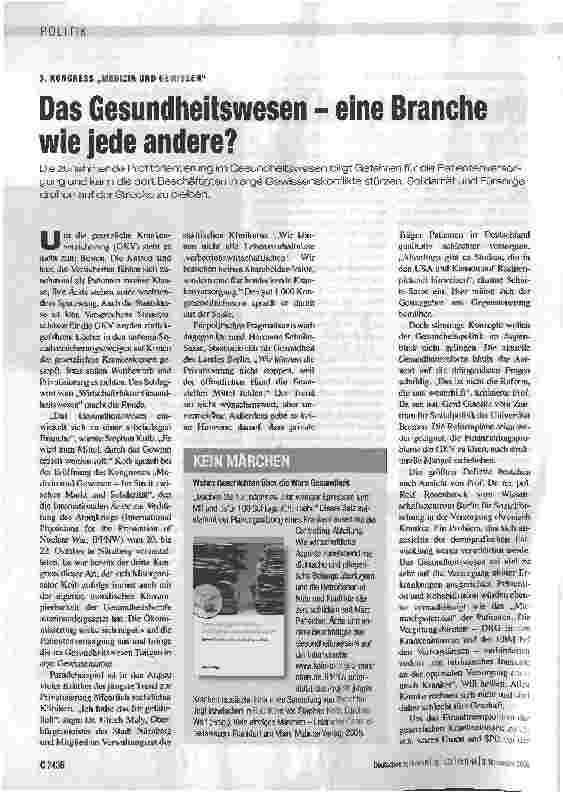 Vorschauseite 1: Das Gesundheitswesen - eine Branche wie jede andere?