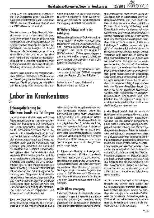 Vorschauseite 1: Laboroptimierung im Klinikum Landkreis Tuttlingen