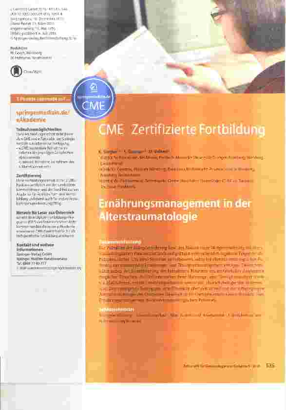 Vorschauseite 1: Ernährungsmanagement in der Alterstraumatologie