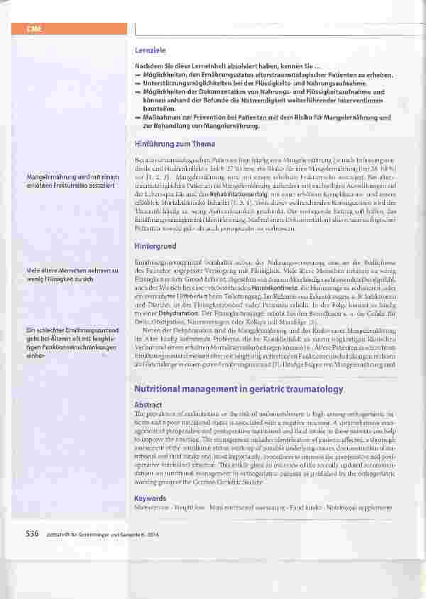 Vorschauseite 2: Ernährungsmanagement in der Alterstraumatologie