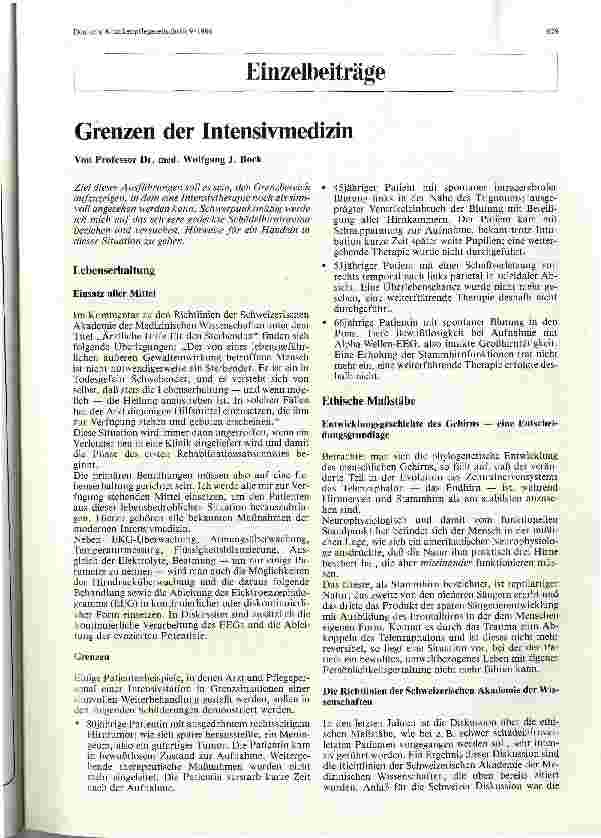 Vorschauseite 1: Grenzen der Intensivmedizin