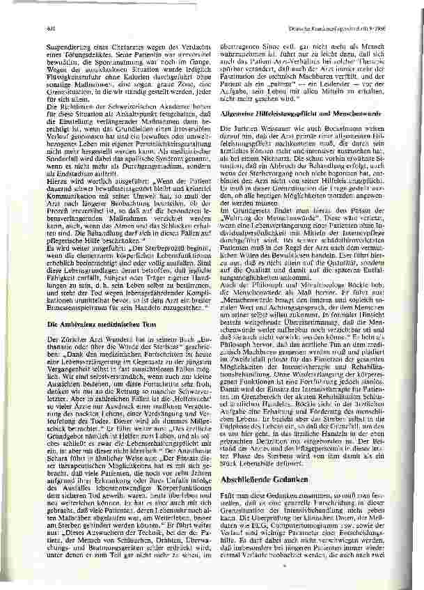 Vorschauseite 2: Grenzen der Intensivmedizin