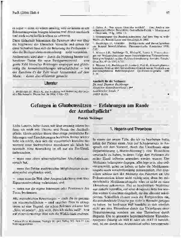 Vorschauseite 5: Klinische Versuche zur Zulassung von Generika: Unstrittige Belastung des Versuchstiers Mensch oder ethisch gerechtfertigt? *
