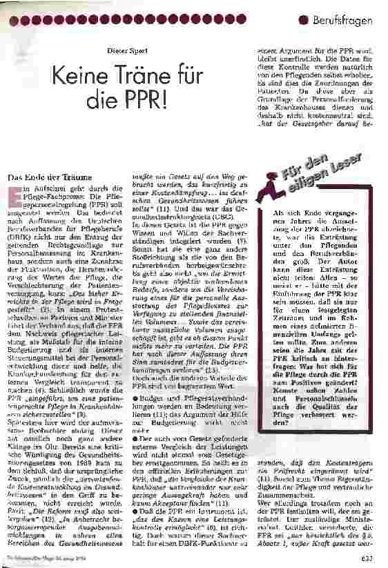 Vorschauseite 1: Keine Träne für die PPR!