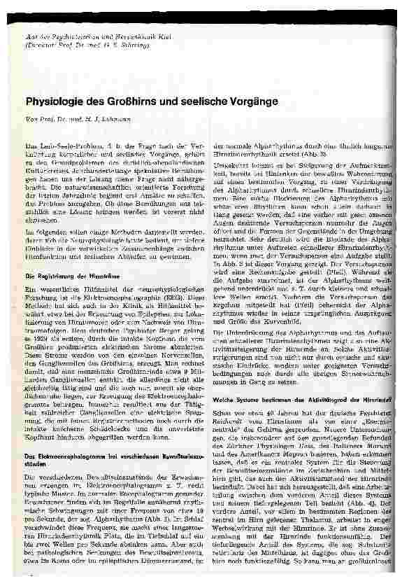 Vorschauseite 1: Physiologie des Großhirns und seelische Vorgänge