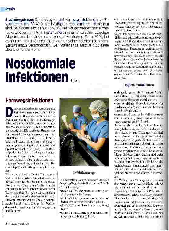 Vorschauseite 1: Nosokominale Infektion (1.Teil) Harnwegsinfektion