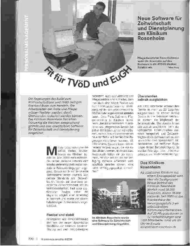 Vorschauseite 1: Neue Software für Zeitwirtschaft und Dienstplanung am Klinikum Rosenheim